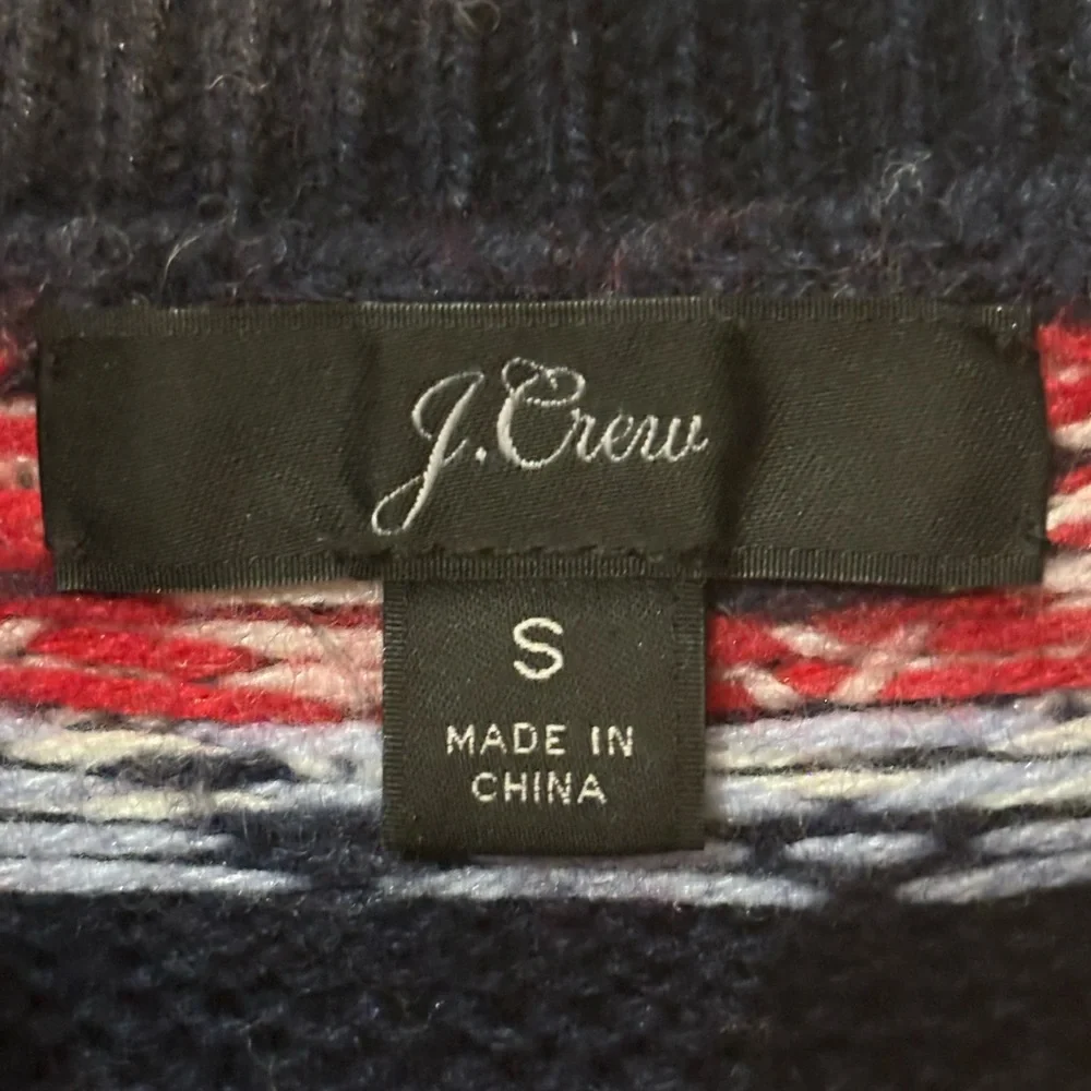 J. Crew‎ Navy and Red Turtleneck Fair Isle  Style Sweater size S